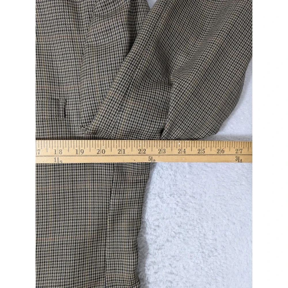 JoS A Bank Travelers Blazer Men 43R‎ 100% Wool Houndstooth Brown Sports Coat